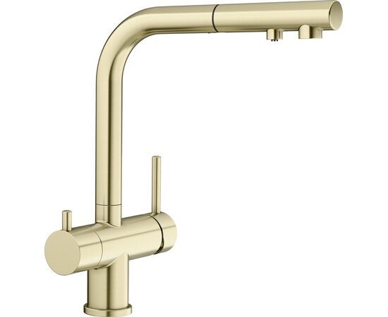 Смеситель для кухни Blanco FONTAS-S II satin gold 526694 с подключением фильтра и выдвижной лейкой_