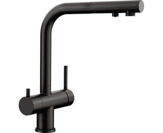 Смеситель для кухни Blanco FONTAS-S II черный матовый 526672 с подключением фильтра и выдвижной лейкой_