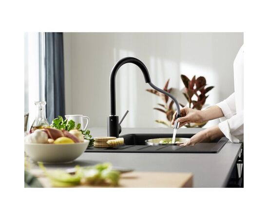 Смеситель для кухни Blanco Mida-S 526146 с выдвижным поворотным изливомс покрытием Silgranitчерный_, изображение 2