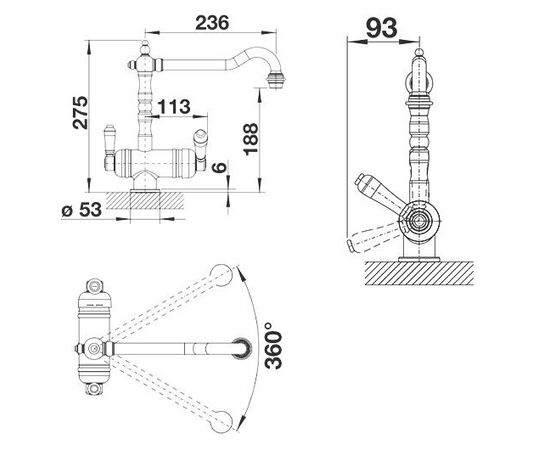 Смеситель для кухни Blanco Sora хром 524217 с подключением фильтра_, изображение 4
