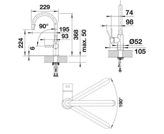 Смеситель для кухни Blanco CANDOR-S нержавеющая сталь 523121_, изображение 14