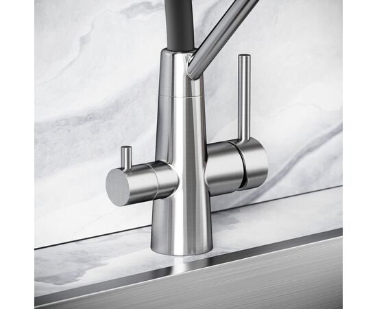 Смеситель дл кухни из нержавеющей стали Sancos Nolia с краном для фильтра и гибким изливом SC12003SS_, изображение 22