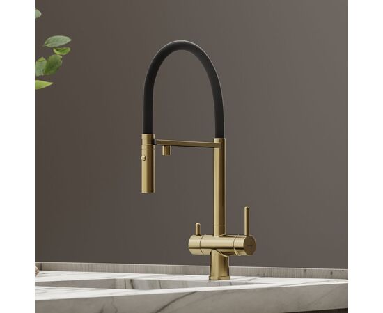 Смеситель для кухни Sancos Imola брашированное золото с черным изливом SC4010BGbh_, изображение 14