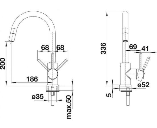 Смеситель для кухни Blanco Mida-S хром 521454 с выдвижной лейкой_, изображение 19