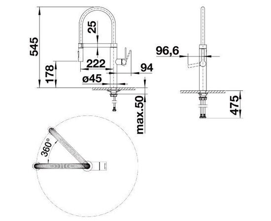 Смеситель для кухни Blanco Culina-S нержавеющая сталь 517598_, изображение 3