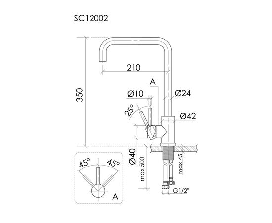 Смеситель для кухни Sancos Stainless с поворотным Г изливом SC12002SS_, изображение 31