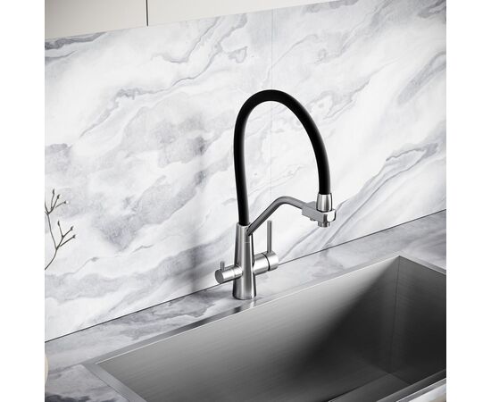 Смеситель дл кухни из нержавеющей стали Sancos Nolia с краном для фильтра и гибким изливом SC12003SS_, изображение 3