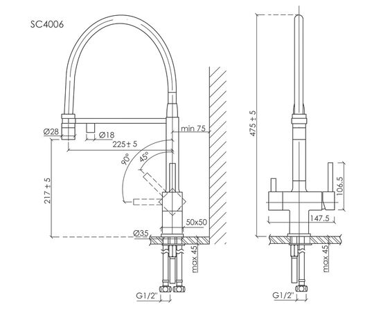 Смеситель для кухни Sancos Moro брашированное золото PVD покрытие SC4006BG_, изображение 27
