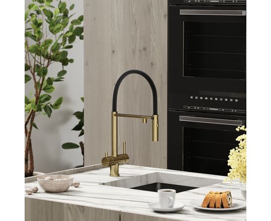 Смеситель для кухни Sancos Imola брашированное золото с черным изливом SC4010BGbh_, изображение 3