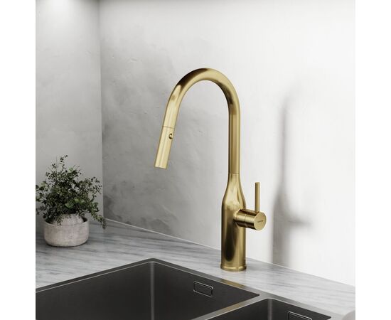 Смеситель для кухни Sancos Grand с вытяжным изливом брашированное золото PVD покрытие SC4002BG_, изображение 16