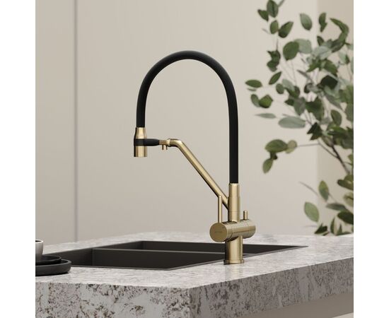 Смеситель для кухни Sancos Dora брашированное золото PVD покрытие SC4003BG_, изображение 5