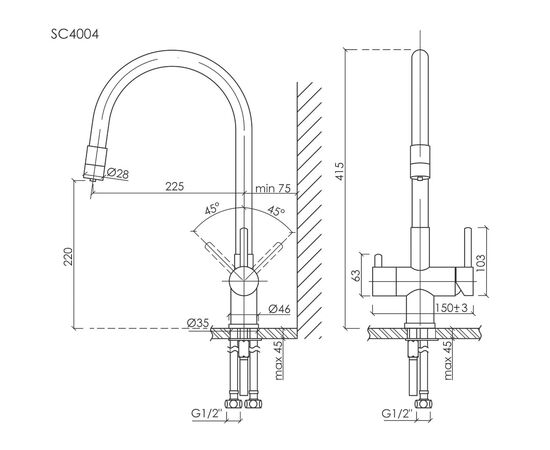 Смеситель для кухни Sancos Lucia матовый черный SC4004MB_, изображение 29