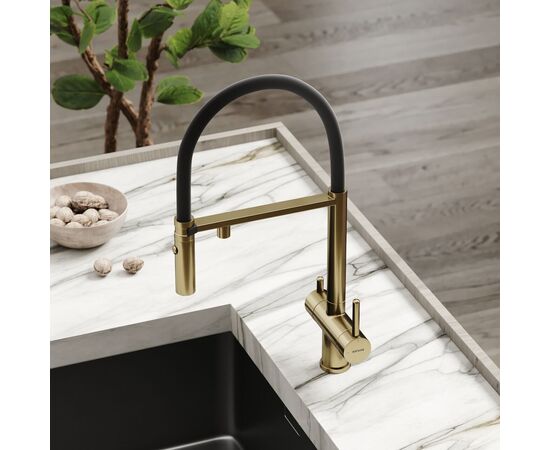 Смеситель для кухни Sancos Imola брашированное золото с черным изливом SC4010BGbh_, изображение 13