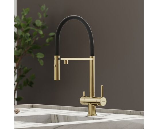 Смеситель для кухни Sancos Imola брашированное золото с черным изливом SC4010BGbh_, изображение 25