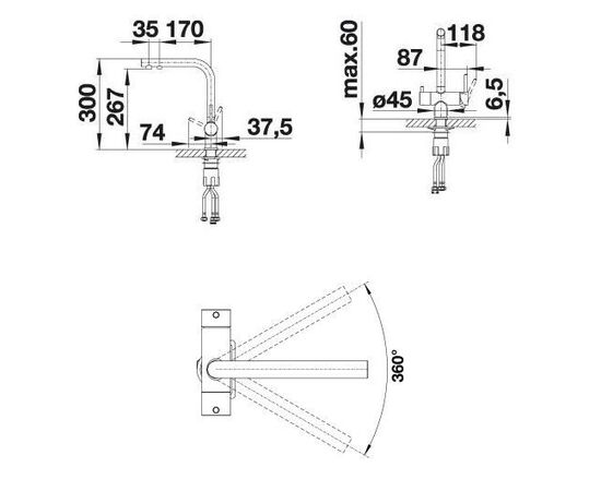 Смеситель для кухни Blanco Fontas II серый бежевый 525145 с подключением фильтра_, изображение 7