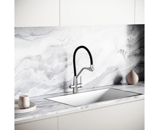 Смеситель дл кухни из нержавеющей стали Sancos Nolia с краном для фильтра и гибким изливом SC12003SS_, изображение 8