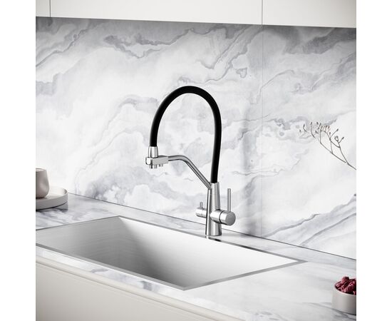 Смеситель дл кухни из нержавеющей стали Sancos Nolia с краном для фильтра и гибким изливом SC12003SS_, изображение 17