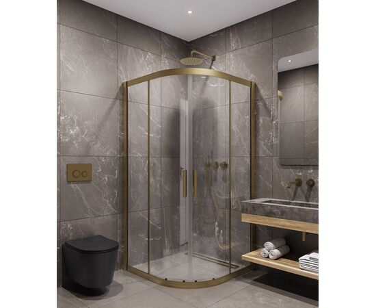 Душевой угол Timo TPSS-100/17C-8 1000х1000х2000 профиль матовое золото стекло прозрачное 8 мм_, изображение 3