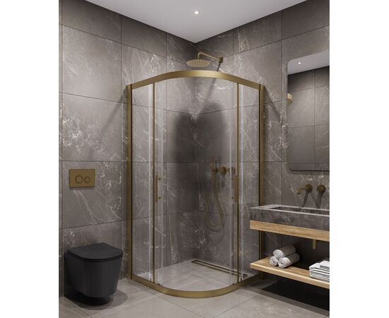 Душевой угол Timo TPSS-90/17C-8 900х900х2000 профиль матовое золото стекло прозрачное 8 мм_, изображение 2