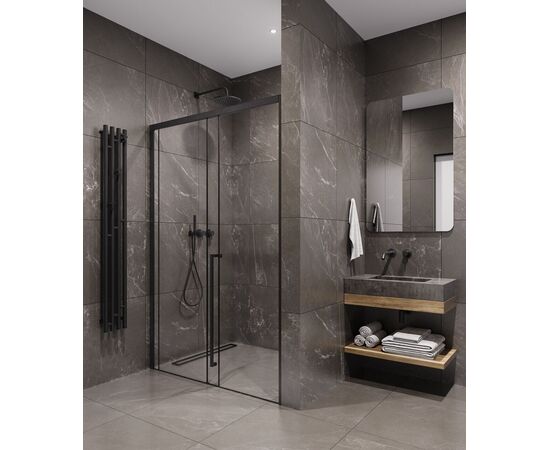 Душевая дверь Timo TDSS-130/03C-8R 1300х2000 профиль черный стекло прозрачное 8 мм_, изображение 2