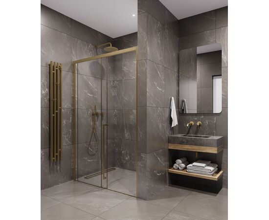 Душевая дверь Timo TDSS-150/17C-8R 1500х2000 профиль матовое золото стекло прозрачное 8 мм_, изображение 2