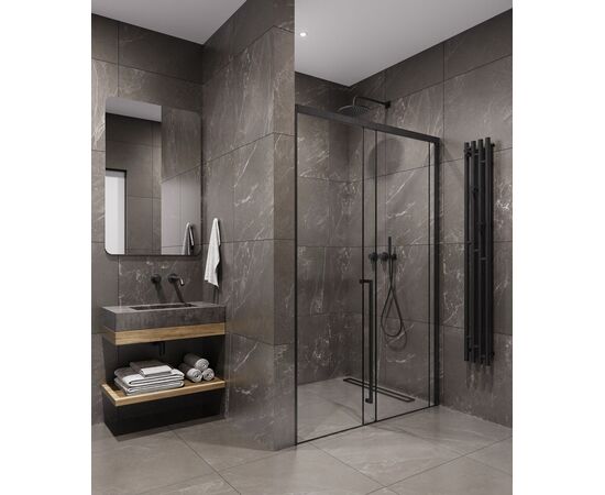 Душевая дверь Timo TDSS-140/03C-8L 1400х2000 профиль черный стекло прозрачное 8 мм_, изображение 2