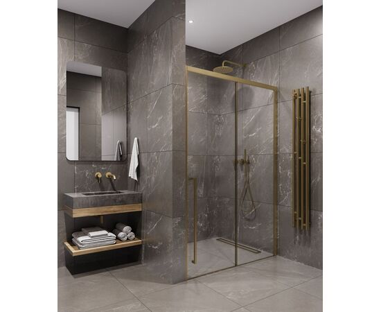 Душевая дверь Timo TDSS-130/17C-8L 1300х2000 профиль матовое золото стекло прозрачное 8 мм_, изображение 3