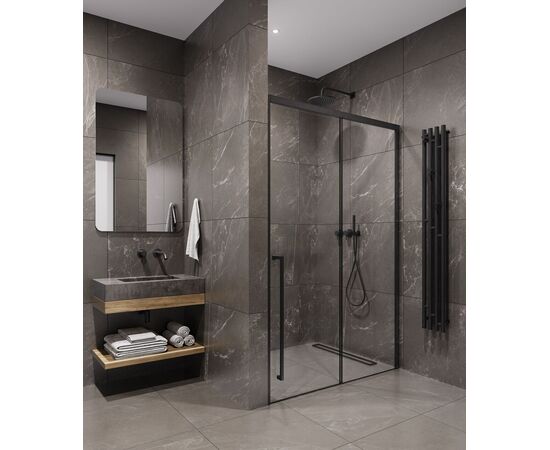 Душевая дверь Timo TDSS-120/03C-8L 1200х2000 профиль черный стекло прозрачное 8 мм_, изображение 3