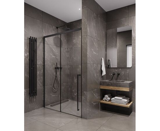 Душевая дверь Timo TDSS-140/03C-8R 1400х2000 профиль черный стекло прозрачное 8 мм_, изображение 3