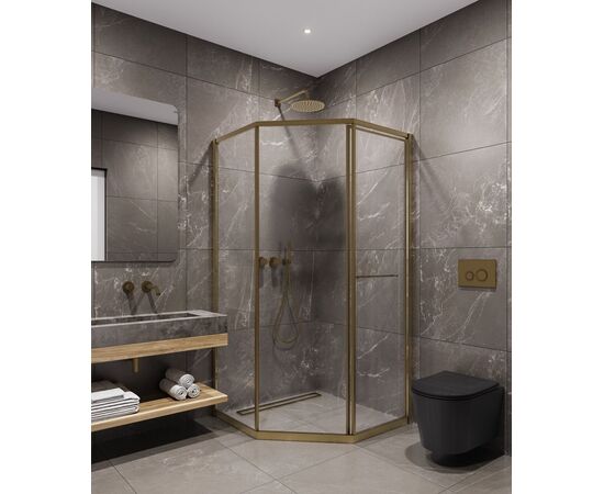 Душевой угол Timo TTSS-100/17C-8L 1000х1000х2000 профиль матовое золото стекло прозрачное 8 мм_, изображение 2