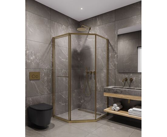 Душевой угол Timo TTSS-100/17C-8R 1000х1000х2000 профиль матовое золото стекло прозрачное 8 мм_, изображение 2