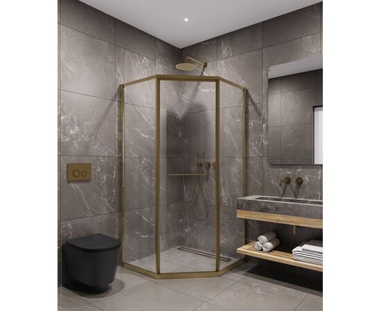 Душевой угол Timo TTSS-100/17C-8R 1000х1000х2000 профиль матовое золото стекло прозрачное 8 мм_, изображение 3