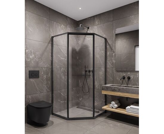 Душевой угол Timo TTSS-100/03C-8R 1000х1000х2000 профиль черный стекло прозрачное 8 мм_, изображение 3