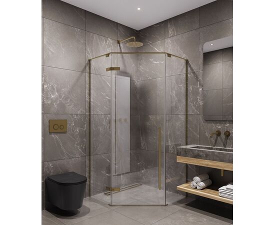 Душевой угол Timo TTSSP-90/17C-8 900х900х2000 профиль матовое золото стекло прозрачное 8 мм_, изображение 4