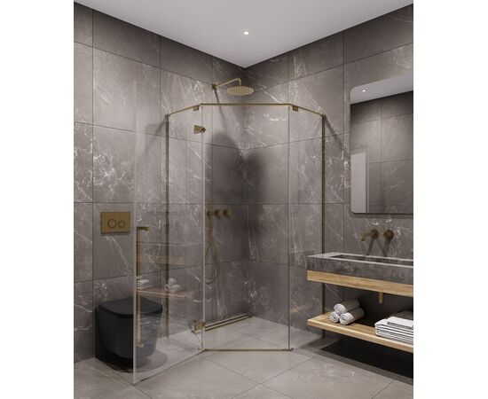 Душевой угол Timo TTSSP-90/17C-8 900х900х2000 профиль матовое золото стекло прозрачное 8 мм_, изображение 3