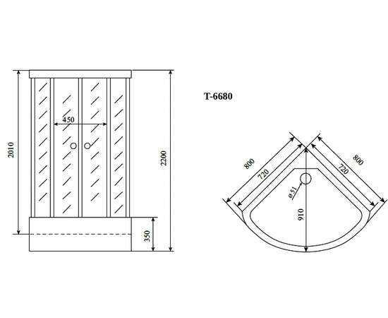 Душевая кабина Timo T-6680 Black_, изображение 2