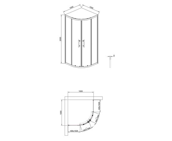Душевой угол Timo TPSS-100/17C-8 1000х1000х2000 профиль матовое золото стекло прозрачное 8 мм_, изображение 10