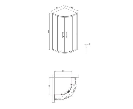 Душевой угол Timo TPSS-90/03C-8 900х900х2000 профиль черный стекло прозрачное 8 мм_, изображение 9