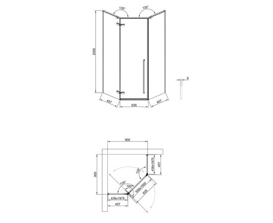Душевой угол Timo TTSSP-90/03C-8 900х900х2000 профиль черный стекло прозрачное 8 мм_, изображение 11