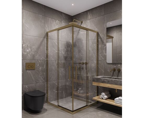 Душевой угол Timo TKSS-90/17C-8 900х900х2000 профиль матовое золото стекло прозрачное 8 мм_, изображение 3