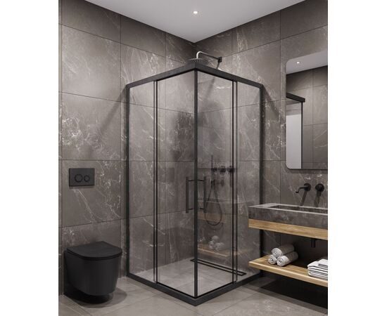 Душевой угол Timo TKSS-100/03C-8 1000х1000х2000 профиль черный стекло прозрачное 8 мм_, изображение 3
