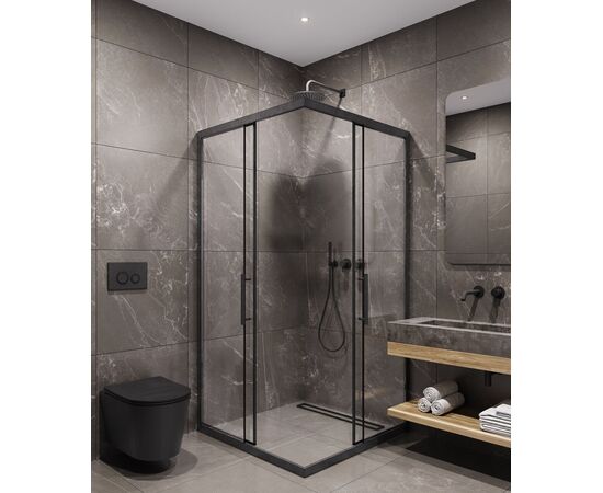 Душевой угол Timo TKSS-100/03C-8 1000х1000х2000 профиль черный стекло прозрачное 8 мм_, изображение 2