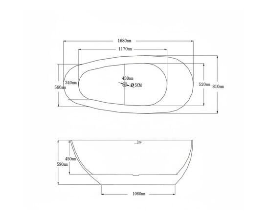 Ванна отдельностоящая Grossman Fly GR-1102M 170х80х60 цвет белый матовый_, изображение 9
