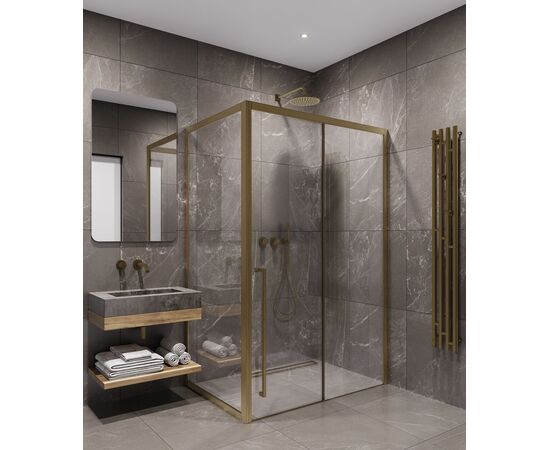 Душевая дверь Timo TDSS-150/17C-8L 1500х2000 профиль матовое золото + торцевое стекло TSS-900/17C-8 900х2000_, изображение 4