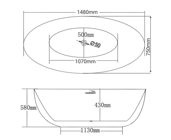 Ванна отдельностоящая Grossman Classic GR-2403M 150х78х58 цвет белый матовый_, изображение 9