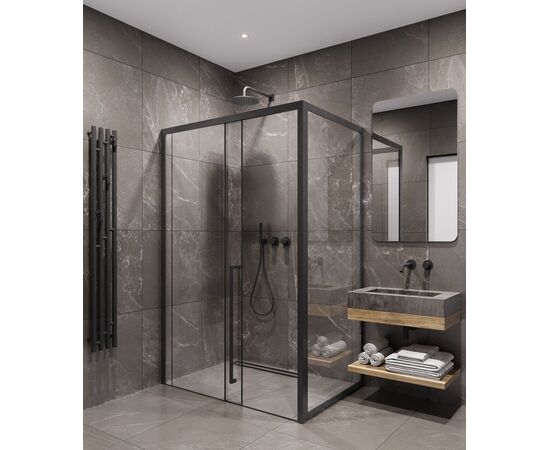 Душевая дверь Timo TDSS-130/03C-8R 1300х2000 профиль черный + торцевое стекло TSS-900/03C-8 900х2000_, изображение 5