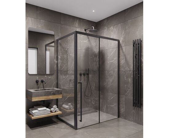 Душевая дверь Timo TDSS-140/03C-8L 1400х2000 профиль черный + торцевое стекло TSS-1000/03C-8 1000х2000_, изображение 4