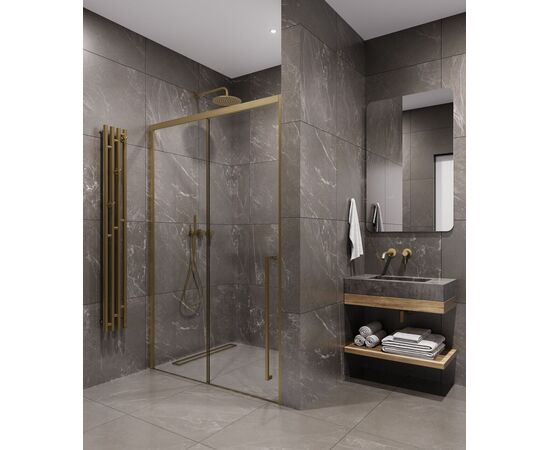 Душевая дверь Timo TDSS-120/17C-8R 1200х2000 профиль матовое золото + торцевое стекло TSS-1000/17C-8 1000х2000_, изображение 4