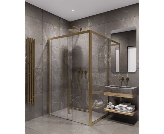 Душевая дверь Timo TDSS-140/17C-8R 1400х2000 профиль матовое золото + торцевое стекло TSS-900/17C-8 900х2000_, изображение 5