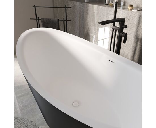 Ванна отдельностоящая Grossman Galaxy GR-1402MB 180х85х65 цвет черный-белый матовый_, изображение 9